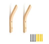 DEANKEJI Perchero Pared Madera, 2 Piezas Colgadores Pared, Montaje en Pared Gancho Perchero, con Tornillos y Tubo de Expansión, Ganchos Pared, para Dormitorio, Salón y Oficina