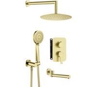 Deante Arnika conjunto bañera/ducha empotrado con rociador con efecto lluvia oro BXYYRQAM