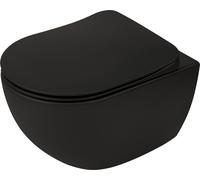 Deante Peonia taza de inodoro con asiento de cierre suave suspendido sin reborde negro mate CDEDNZPW