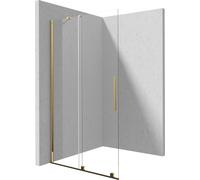 Deante Prizma mampara de ducha walk-in 140 cm oro brillante/vidrio transparente KTJ_Z34R