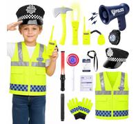 deAO 13 PCS Disfraz de Policía, Ropa de Rol de Policía Infantil 3 - 7 Años