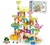 deAO 150 Piezas Circuito Canicas Juguete Educativo Stem - Pista de Bolas con 90 Pistas, 30 Canicas Fluorescentes, 15 de Plástico y 15 de Vidrio - Laberinto Construcción Creativa para Niños 3-8 Años