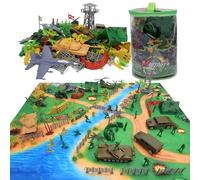 deAO 150pcs Soldados de Juguete Militar Conjunto, con 96Figuras Militares, Tanques, Helicópteros, Camiones, Aviones de Combate, Hombres del Ejército Juguete para Niños