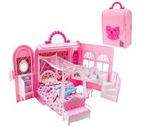 deAO 2 en 1 Caja Transportable y Habitación de Muñeca Princesa Deluxe con Muebles (Muñeca no incluida)