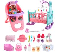 deAO 21 Piezas Mi Primera 29cm Muñeca Bebé Conjunto con Cama para Muñecas