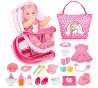 deAO 23Pcs Accesorios para Muñecas Bebe con Cunas, 32cm Muñecas y Bolso
