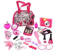 deAO Bolso para Niñas con Accesorios de Moda y Maquillaje | Kit Pretend Play Incluye Cámara de Fotos Interactiva, Teléfono, Luces y Sonido | Juguete Educativo Regalo Cumpleaños Niñas 3+ Años