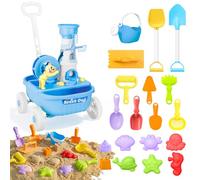 deAO Carretilla de Juguete para Niños, Set de Playa y Jardinería 21 Piezas - Incluye Carretilla, Rastrillo, Pala, Regadera, Molde de Agua y Moldes de Arena - Juguete Exterior para Niños 3 4 5 6 7 Años
