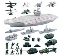 deAO Maqueta de Portaaviones con Soldados, Vehículo y Avión, Helicóptero