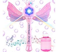 deAO Máquina de Burbujas, Princess Bubble Wand Blower Musicales Luminosos | Juguetes de Burbujas con Alas, Bubble Machine para Niñas, Exteriores e Interiores, Regalo de Cumpleaños de Navidad