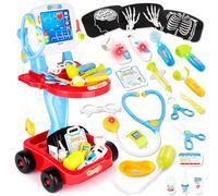 deAO Medicos Juguete Kit Doctora con Carrito, Accesorios de Luz y Sonido