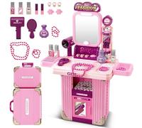deAO Tocador De Maquillaje Niña de Princesa con Maletin Maquillaje niñas,Conjuntos De Maquillaje y para Juegos Infantiles,Juguetes Niña de 3 a 12 años