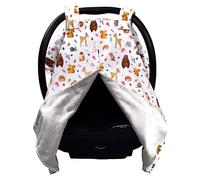 Dear Baby Gear Cubierta para asiento de coche para bebé, diseño de animales con frutos secos y bayas, suave Minky, gris claro