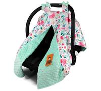 Dear Baby Gear Funda para asiento de coche de bebé, diseño floral de rosas de acuarela en tonos de rosa, menta Minky