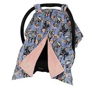 Dear Baby Gear Toldo de lujo para asiento de coche, color gris sobre rosa lavanda floral, 40 x 30 pulgadas, impresión personalizada, ligera de doble capa Minky