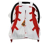 Dear Baby Gear Toldo para asiento de coche de bebé con estampado de béisbol y lunares rojos con apertura de botón a presión, funda ligera de doble capa que mantiene a los bebés cómodos y protegidos
