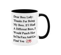 Dear Boss Lady, Thanks For Being My Boss, If I Had A Different I Would Punch Her And Find You, taza de café de cerámica de 325 ml, taza de té, mango negro e interior
