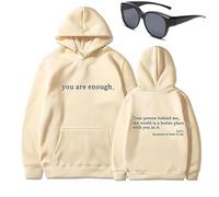 Dear Person Behind Me - Sudadera con capucha con texto en inglés "You Are Enough To the Dearperson Behind Me", Albaricoque (texto negro), XL