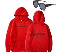Dear Person Behind Me - Sudadera con capucha con texto en inglés "You Are Enough To the Dearperson Behind Me", Rojo (texto negro), M