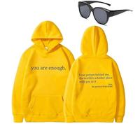 Dear Person Behind Me - Sudadera con capucha con texto en inglés "You Are Enough To the Dearperson Behind Me", Amarillo (texto negro), M