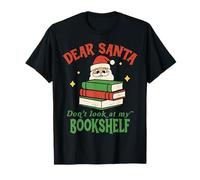 Dear Santa Bookshelf Christmas Book Lover Funny Holiday Camiseta