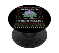 Dear Santa Christmas Suéter Feo de Navidad con Planta Violeta Africana PopSockets PopGrip Adhesivo