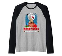 Dear Santa Define Naughty Dogue De Bordeaux Dog Christmas Camiseta Manga Raglan