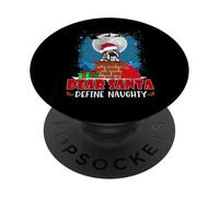Dear Santa Define Naughty English Bulldog Dog Christmas PopSockets PopGrip Adhesivo