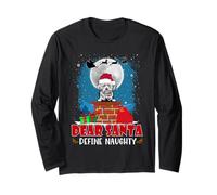 Dear Santa Define Naughty Lhasa Apso Dog Funny Christmas Manga Larga