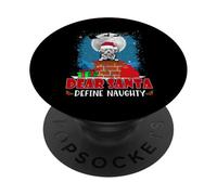 Dear Santa Define Naughty Lhasa Apso Dog Funny Christmas PopSockets PopGrip Adhesivo