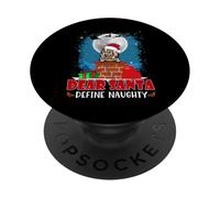 Dear Santa Define Naughty Old English Sheepdog Dog Christmas PopSockets PopGrip Adhesivo