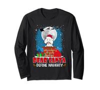 Dear Santa Define Naughty Poodle Dog Funny Christmas Xmas Manga Larga