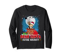 Dear Santa Define Naughty Rat Terrier Dog Funny Christmas Manga Larga