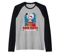Dear Santa Define Naughty Shih Tzu Dog Funny Christmas Camiseta Manga Raglan