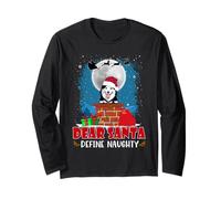 Dear Santa Define Naughty Siberian Husky Dog Funny Christmas Manga Larga