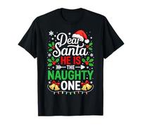 Dear Santa He Is The Naughty One Camisa de Navidad para Parejas Camiseta