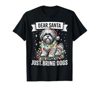 Dear Santa Just Bring Dogs Shih Tzu - Pijama de Luces navideñas Camiseta