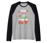 Dear Santa My Sister Made Me Do It - Pijama de Navidad Divertido Camiseta Manga Raglan