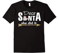 Dear Santa She Did It T Tshirts Camisetas y Tops Black(X-Large)