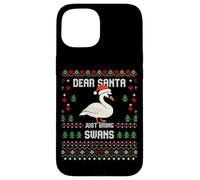 Dear Santa Swans Suéter Feo de Navidad Cisne de Navidad Carcasa para iPhone 15