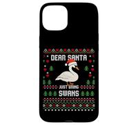 Dear Santa Swans Suéter Feo de Navidad Cisne de Navidad Carcasa para iPhone 15 Plus