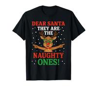 Dear Santa They Are The Naughty Ones Cute Reindeer Christmas Camiseta