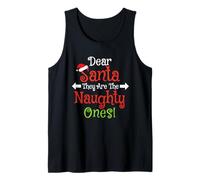 Dear Santa They The Naughty Ones Family Christmas Pijamas Camiseta sin Mangas