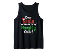 Dear Santa They The Naughty Ones Family Christmas Pijamas Camiseta sin Mangas