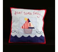 Dear Tooth Fairy Cojín de tela azul con barcos