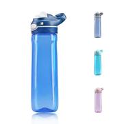 DEARART 750ml botella de agua azul con manija fácil de llevar, sin paja BPA gratis botella transparente tapa de vuelta botón cerrable, traje oficina de viajes escuela en casa.