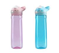 DEARART 750ml botella de agua BPA GRATIS, 100% tapa de Lockle a prueba de fugas, una mano, adecuado para deportes al aire libre, trabajo, oficina, viajes, Rosa y cielo