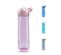DEARART 750ml botella de agua BPA GRATIS, 100% tapa de Lockle a prueba de fugas, una mano, adecuado para deportes al aire libre, trabajo, oficina, viajes, botellas claras rosadas