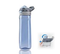 DEARART 750ml botella de agua gris BPA libre botella transparente con mango, fácil de llevar, 100% a prueba de fugas, botón de bloqueo sin paja boca ancha.