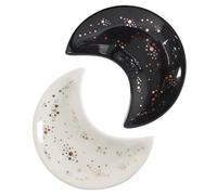 DEARBAG Juego de 2 Piezas de Plato de Joyería de Tazón de Luna Pequeño, Bandeja de Joyería de Cerámica, Plato de Llave, Plato de Anillo de Cerámica, Plato de Joyería de Cerámica Decorativa